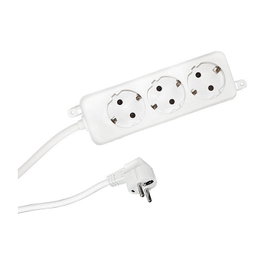 Bachmann SELLY Regleta de enchufes 3x Toma de tierra con pestañas de montaje, blanco, 3m