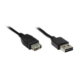 GoodConnections Cable de extensión USB 2.0 A Macho a Hembra, Negro, 3m, para transferencia de datos hasta 480 Mbit/s, plug and play, 24/28 AWG