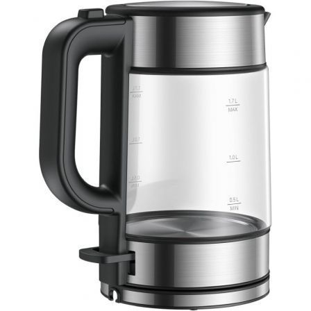 Xiaomi BHR7423EU Tetera Eléctrica de Vidrio de 1.7 Litros y 2200W, Apagado Automático, Indicador de Nivel de Agua, Negro Transparente