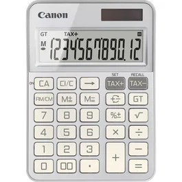 Canon KS-125KB Calculadora de Sobremesa Básica 12 Dígitos con Panel Solar y Batería, Color Plata