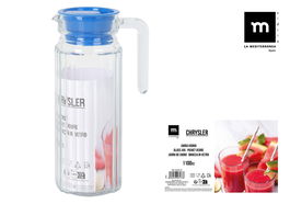 Inde Jarra de Vidrio Chrysler 1.1L con Tapa 23.3 cm alto x 8.4 cm ancho x 12 cm largo (6 Unidades)