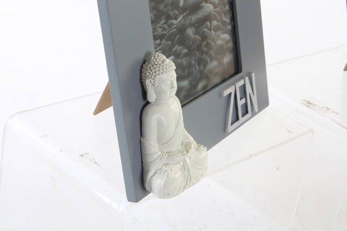 DKD Home Decor Marco Foto 15x20 Oriental Panchen Zen Marron Gris Blanco Madera Resina (4 Unidades) 3x24x29 cm