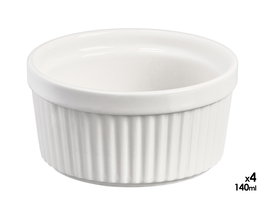 Vessia Set de 4 Tarros para Salsa de 140 ml, Porcelana Blanca, Dimensiones del Set: 37x9x5 cm (Set de 24)