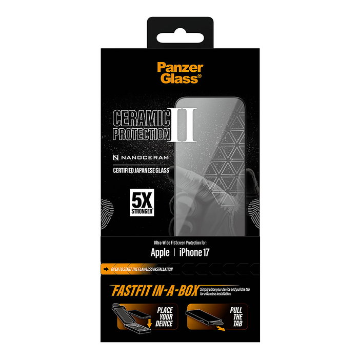 PanzerGlass Ceramic Screen Protector iPhone 17 Ultra-Wide Fit FASTFIT IN-A-BOX Resistente a Rayones y Golpes Transparente