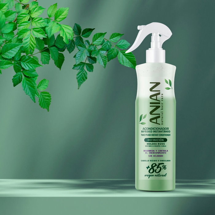 Anian Bifásico Acondicionador Moldea Rizos 400 ml - Antiencrespamiento, Desenredante y Brillo para Cabello Rizado y Ondulado