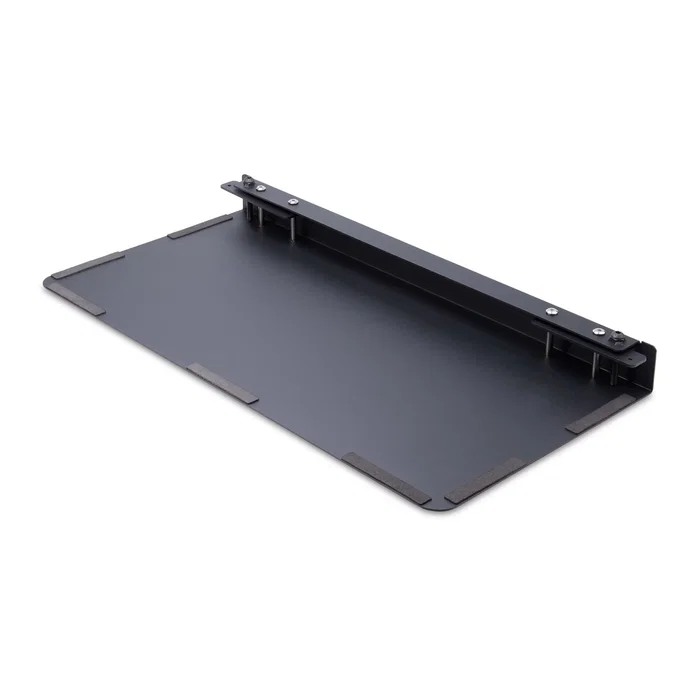 Startech.com DSKCRNRSLV bandeja organizadora ergonómica para esquina de escritorio en L, extensor de acero negro (63.5x33.2 cm), mejora espacio de trabajo