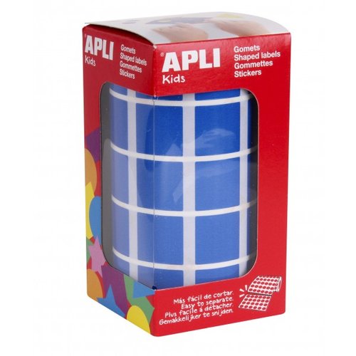 Apli Gomets Cuadrados Azules de 20x20 mm - Rollo de 1.770 Unidades