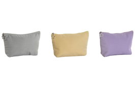 DKD Home Decor Surtido de 3 Neceser de Poliéster URBAN 24 en Gris, Amarillo y Lila