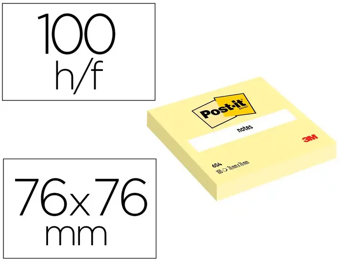 Post-it Bloc de notas adhesivas 76x76 mm Amarillo canario, 10 unidades Post-it Bloc de notas adhesivas 76x76 mm Amarillo canario, 10 unidades