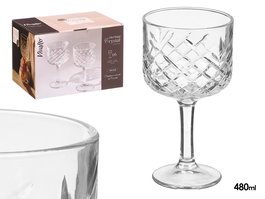 Vivalto Copa Troquelada 480 ml Vidrio Transparente 10.2x19.3x10.2 cm (Set de 24)