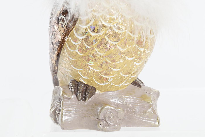 DKD Home Decor Figura Navidad Tradicional Buho Resina Dorado Blanco 7.5 x 14 x 7.5 cm (2 Unidades)