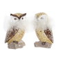 DKD Home Decor Figura de Búho en Resina, Set de 2 unidades, Dorado y Blanco