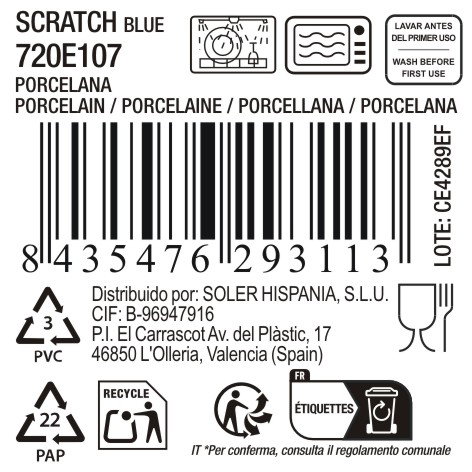 La Mediterranea Bandeja Redonda Scratch Blue 20 x 2.3 cm (Pack de 18)移