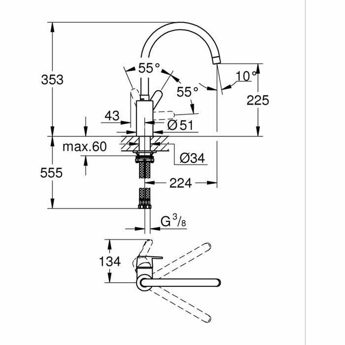 Grohe Grifo de cocina Caño C alto Cromo 31494001