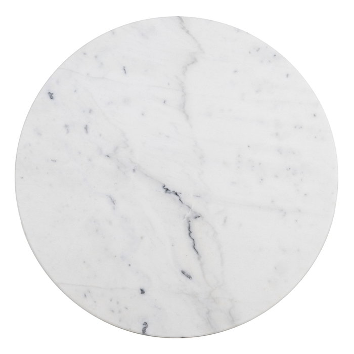 Mesa Comedor Blanco-Negro Metal-Mármol 80 X 80 X 71 cm