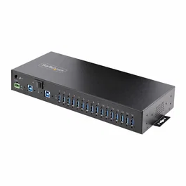 StarTech.com Hub Industrial USB 3.0 de 16 Puertos - Carcasa Metálica, 5 Gbps, Montaje Rack/DIN/Pared, 160W, Compatible con BC 1.2 - Para Entornos Exigentes