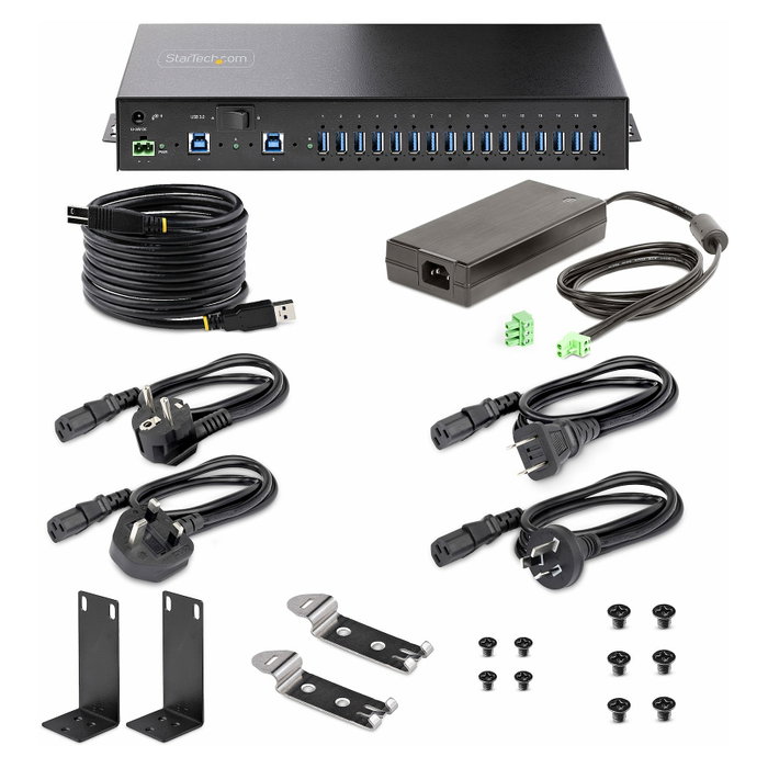 StarTech.com Hub Industrial USB 3.2 de 16 Puertos con Conmutador de Doble Host y Carcasa de Acero StarTech.com Hub Industrial USB 3.2 de 16 Puertos con Conmutador de Doble Host y Carcasa de Acero