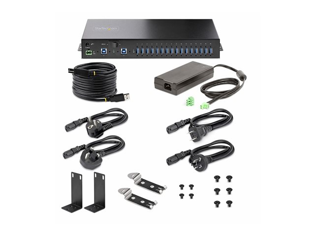 StarTech.com Hub Industrial USB 3.0 de 16 Puertos - Carcasa Metálica, 5 Gbps, Montaje Rack/DIN/Pared, 160W, Compatible con BC 1.2 - Para Entornos Exigentes StarTech.com Hub Industrial USB 3.0 de 16 Puertos - Carcasa Metálica, 5 Gbps, Montaje Rack/DIN/Pared, 160W, Compatible con BC 1.2 - Para Entornos Exigentes