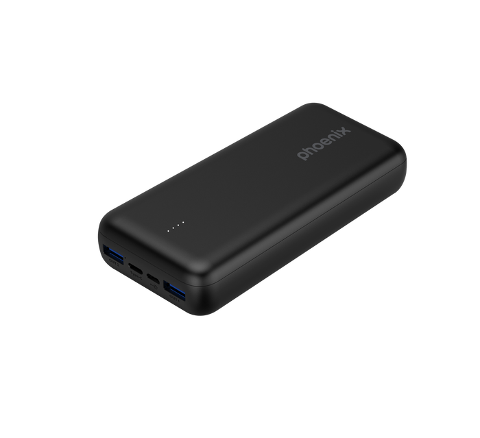 Phoenix Technologies Batería Externa Power Bank 20000mAh con Carga Rápida QC y USB-C Power Delivery (PD), 2 Puertos USB-A, Entrada Micro USB, Negro Phoenix Technologies Batería Externa Power Bank 20000mAh con Carga Rápida QC y USB-C Power Delivery (PD), 2 Puertos USB-A, Entrada Micro USB, Negro