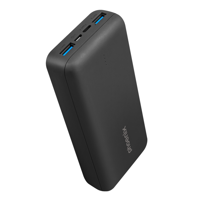 Phoenix Technologies Batería Externa Power Bank 20000mAh con Carga Rápida QC y USB-C Power Delivery (PD), 2 Puertos USB-A, Entrada Micro USB, Negro Phoenix Technologies Batería Externa Power Bank 20000mAh con Carga Rápida QC y USB-C Power Delivery (PD), 2 Puertos USB-A, Entrada Micro USB, Negro
