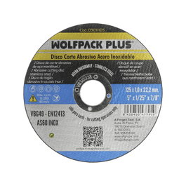 WOLFPACK LINEA PROFESIONAL Disco de Corte Abrasivo para Acero Inoxidable Ø 125 x 22,2 mm (1 mm espesor) inevitable