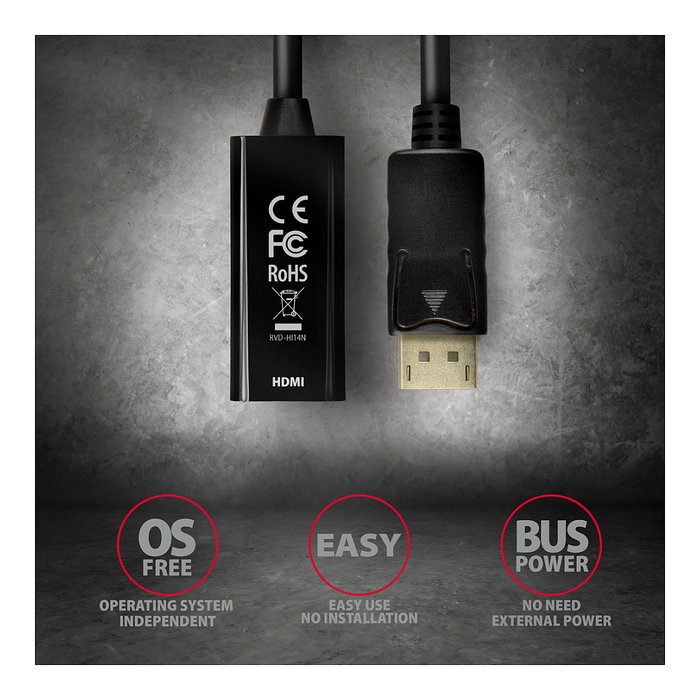 Axagon RVD-HI14N Adaptador DisplayPort a HDMI 1.4 4K/30Hz
