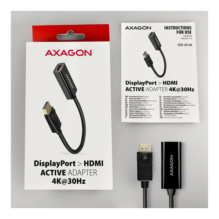 Axagon RVD-HI14N Adaptador DisplayPort a HDMI 1.4 4K/30Hz