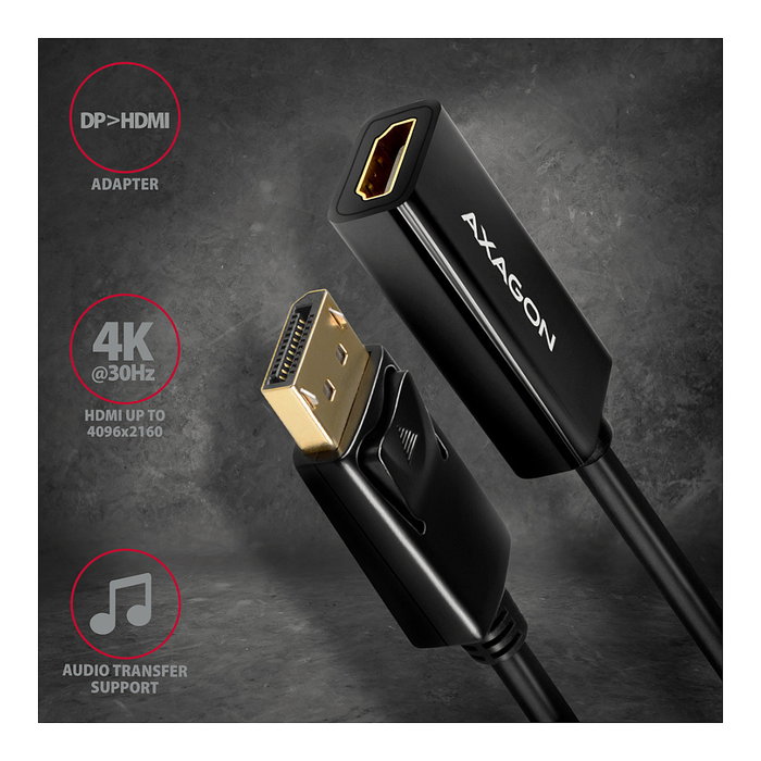 Axagon RVD-HI14N Adaptador DisplayPort a HDMI 1.4 4K/30Hz