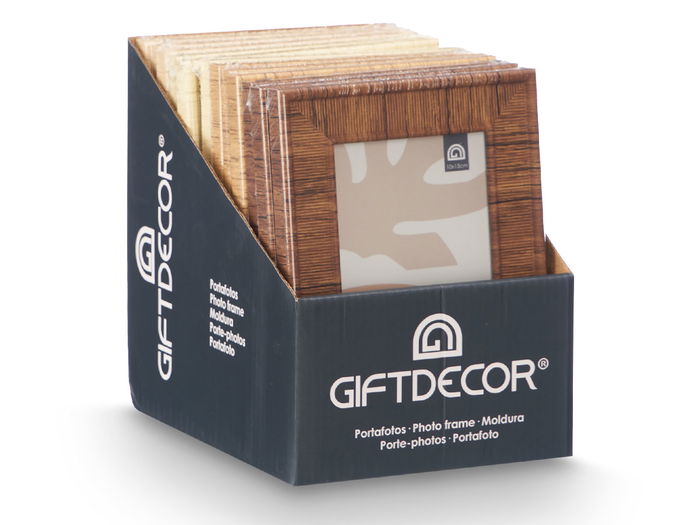 Giftdecor Portafoto Rayado 10x15 Plástico, Madera, Vidrio Surtidos Beige, Crema, Marron 15.5x20.5x2 cm (Set de 24)