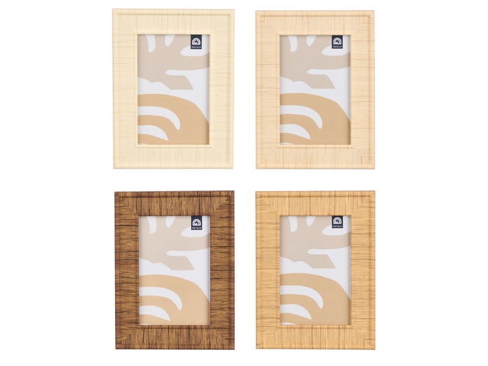 Giftdecor Portafoto Rayado 10x15 Plástico, Madera, Vidrio Surtidos Beige, Crema, Marron 15.5x20.5x2 cm (Set de 24)