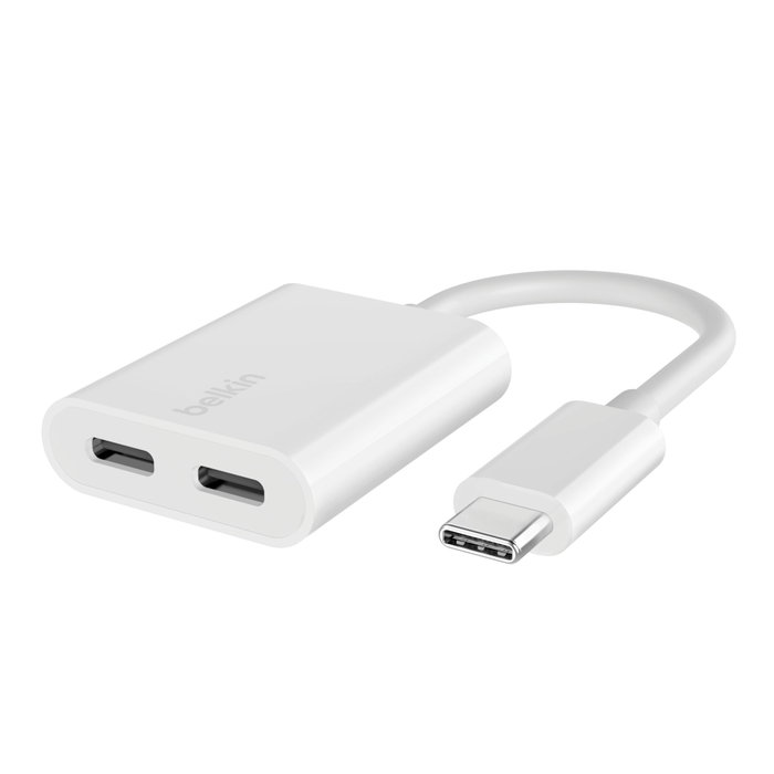 Belkin RockStar Adaptador de Audio y Carga USB-C, Blanco
