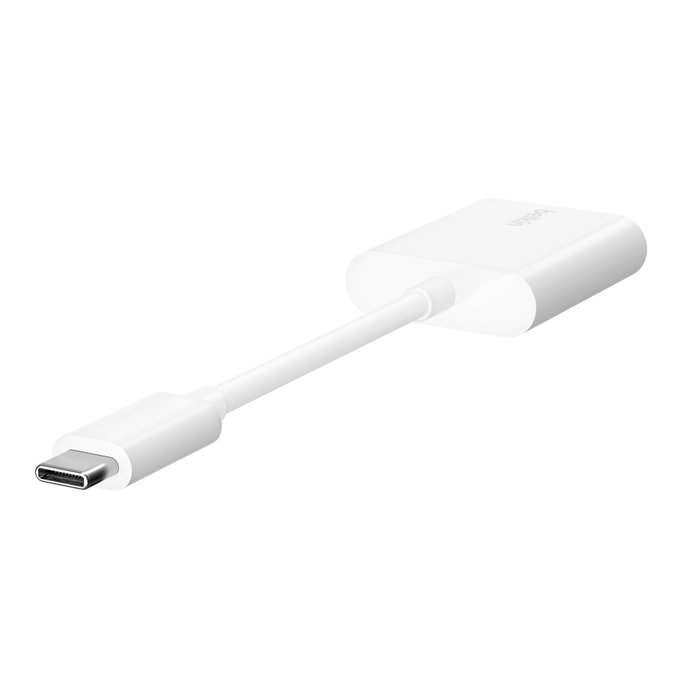 Belkin RockStar Adaptador de Audio y Carga USB-C, Blanco