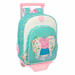 Mochila Escolar con Ruedas Peppa Pig Pretty flowers Amarillo Menta 26 x 11 x 67 cm 26 x 34 x 11 cm