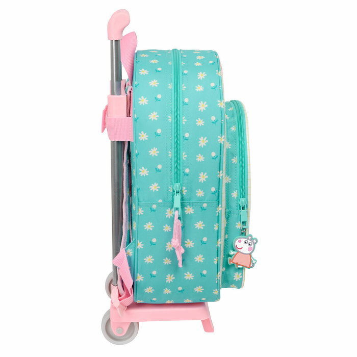 Mochila Escolar con Ruedas Peppa Pig Pretty flowers Amarillo Menta 26 x 11 x 67 cm 26 x 34 x 11 cm