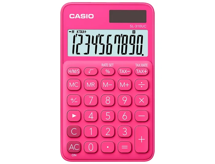 Casio Calculadora SL-310UC-RD de Bolsillo 10 Dígitos Tax +/- Tecla Color Fucsia Casio Calculadora SL-310UC-RD de Bolsillo 10 Dígitos Tax +/- Tecla Color Fucsia