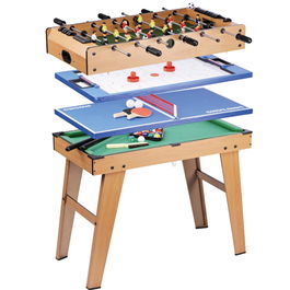 Tachan Mesa Multijuegos 4 en 1 con Accesorios HG207-4, Futbolín, Hockey, Ping Pong y Billar, Patas Resistentes 81.5x43x65 cm