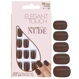Elegant Touch Conjunto de Uñas Artificiales Nude Cacao Squoval, 24 uds