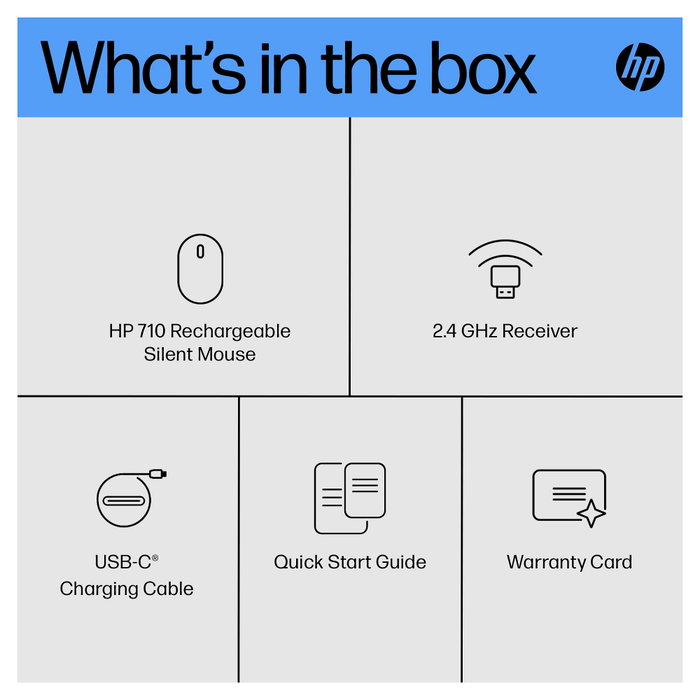 HP Ratón 710 Silencioso Recargable Negro
