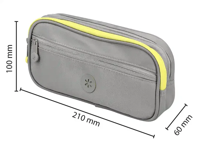 Antartik Fusion Flex Estuche Portatodo Gris 3 Cremalleras Compañero Mochila 110x220x60 mm