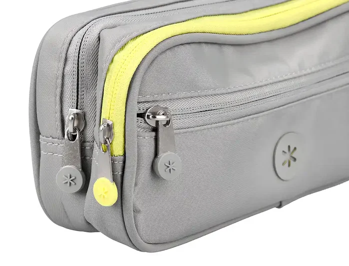 Antartik Fusion Flex Estuche Portatodo Gris 3 Cremalleras Compañero Mochila 110x220x60 mm