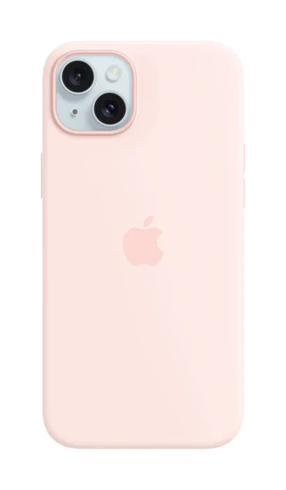 Apple MXQV3ZM/A Funda de Silicona con MagSafe para iPhone 15 Plus - Rosa Claro, Protección Contra Caídas y Rayones