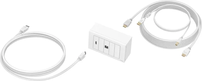 Vision AV Modular - Placa frontal y cable HDMI 4K 60Hz 5m + USB 3.2 para pantalla táctil o proyector, color blanco
