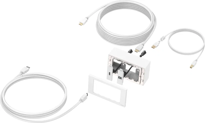 Vision AV Modular - Placa frontal y cable HDMI 4K 60Hz 5m + USB 3.2 para pantalla táctil o proyector, color blanco