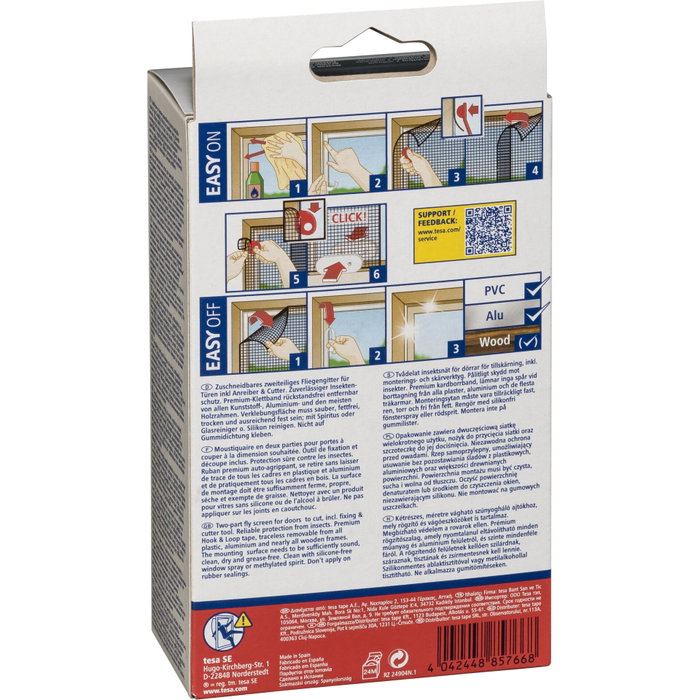 Tesa Malla mosquitera para puertas 2 unidades 0,65x2,20m blanco 55389