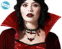 Collar Gótico Negro con Camafeo, Cadenas y Encaje para Disfraz de Vampiresa o Novia Oscura, Temática Halloween