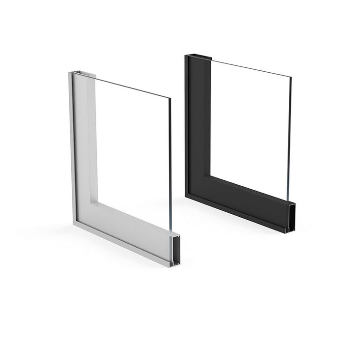 HERRAJES ALK Perfil de Aluminio Siria 3.25 m Plata Mate sin Junquillo para Vitrinas