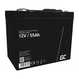 Green Cell Batería AGM 12V 55Ah AGM49 para Barcos y Uso Recreativo - Sin Mantenimiento, Terminal Izquierdo - Negro
