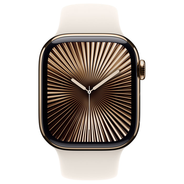 Apple Watch Series 10 GPS + Cellular 42mm Gold Titanium Case with Starlight Sport Band - M/L