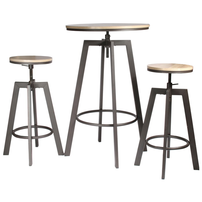 Home Deco Factory Juego De Mesa Con 2 Taburetes Industriel d.64 cm; h.93 cm; d.43 cm; h.71 cm