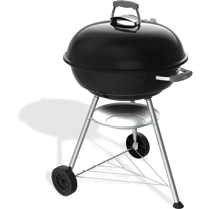 Weber Compact Kettle Barbacoa de Carbón - Negro - 57 cm, Acero Esmaltado, Ventilación, para 9 Cubiertos
